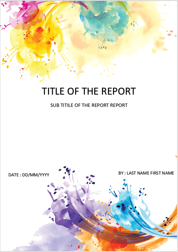 Cover Page - Download Template For MS Word - Color splashes Cover